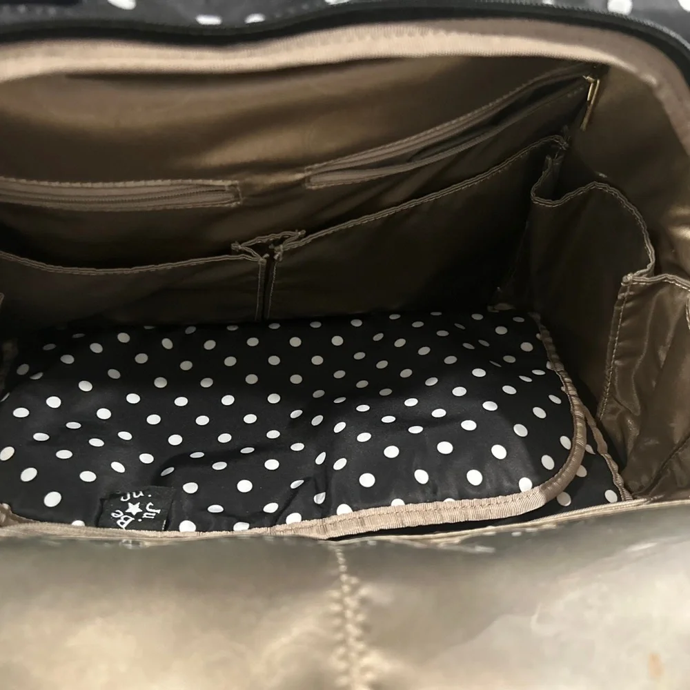 Jujube Black and White Polka Dot Baby Bag with changing pad